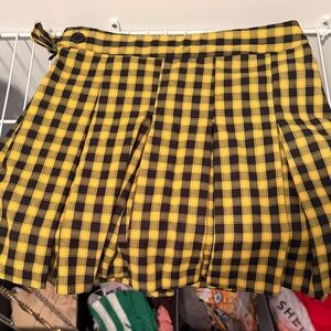 Yellow and Black Plaid Women's Skirt